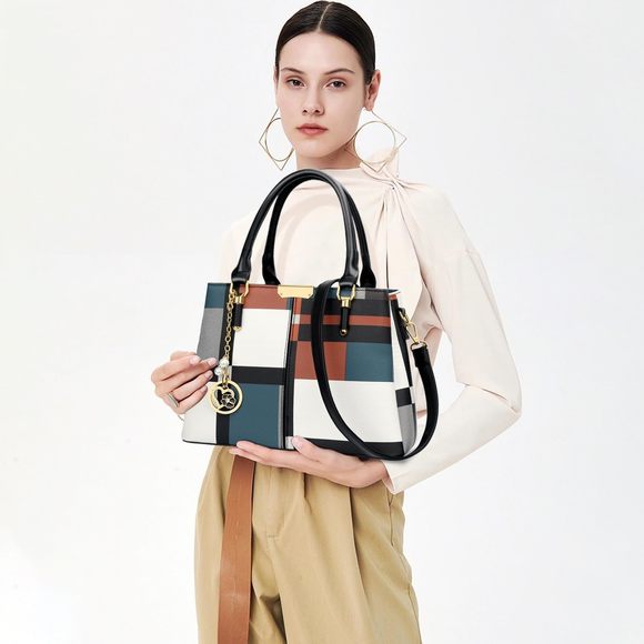 Striped Pattern Multi-Pocket Handbag Bags